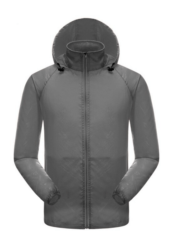 Women's waterproof windbreaker with hood, zippered pockets, ideal for outdoor adventures. Quick-drying, sun protection, SF0008 model.